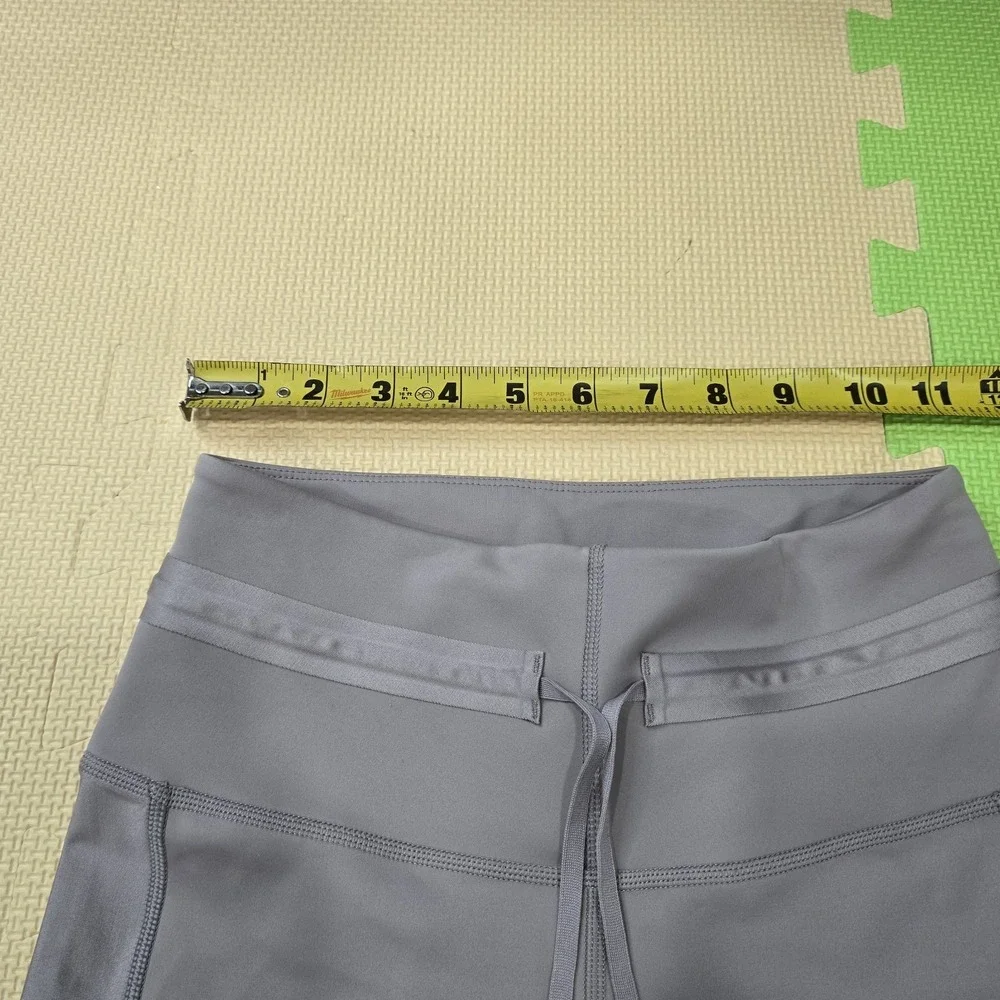 Nike Women's S Dri-FIT‎ Running Leggings Beige Gray Zipper Pockets Ankle Zip